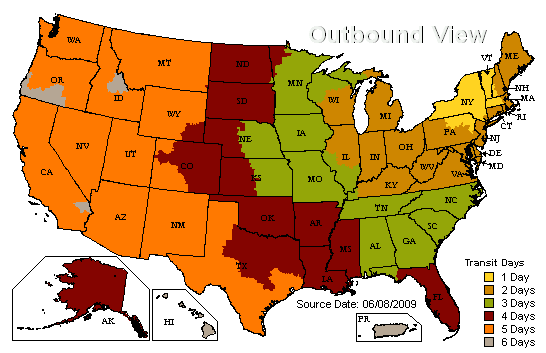US Time in Transit Map