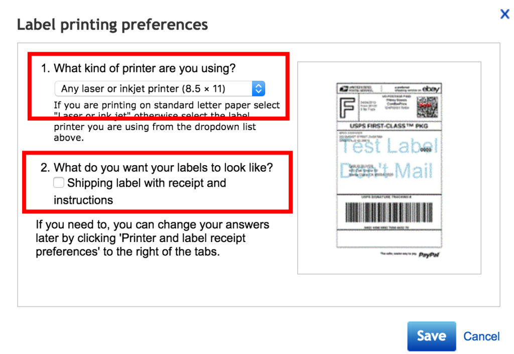 eBay Shipping Preferences